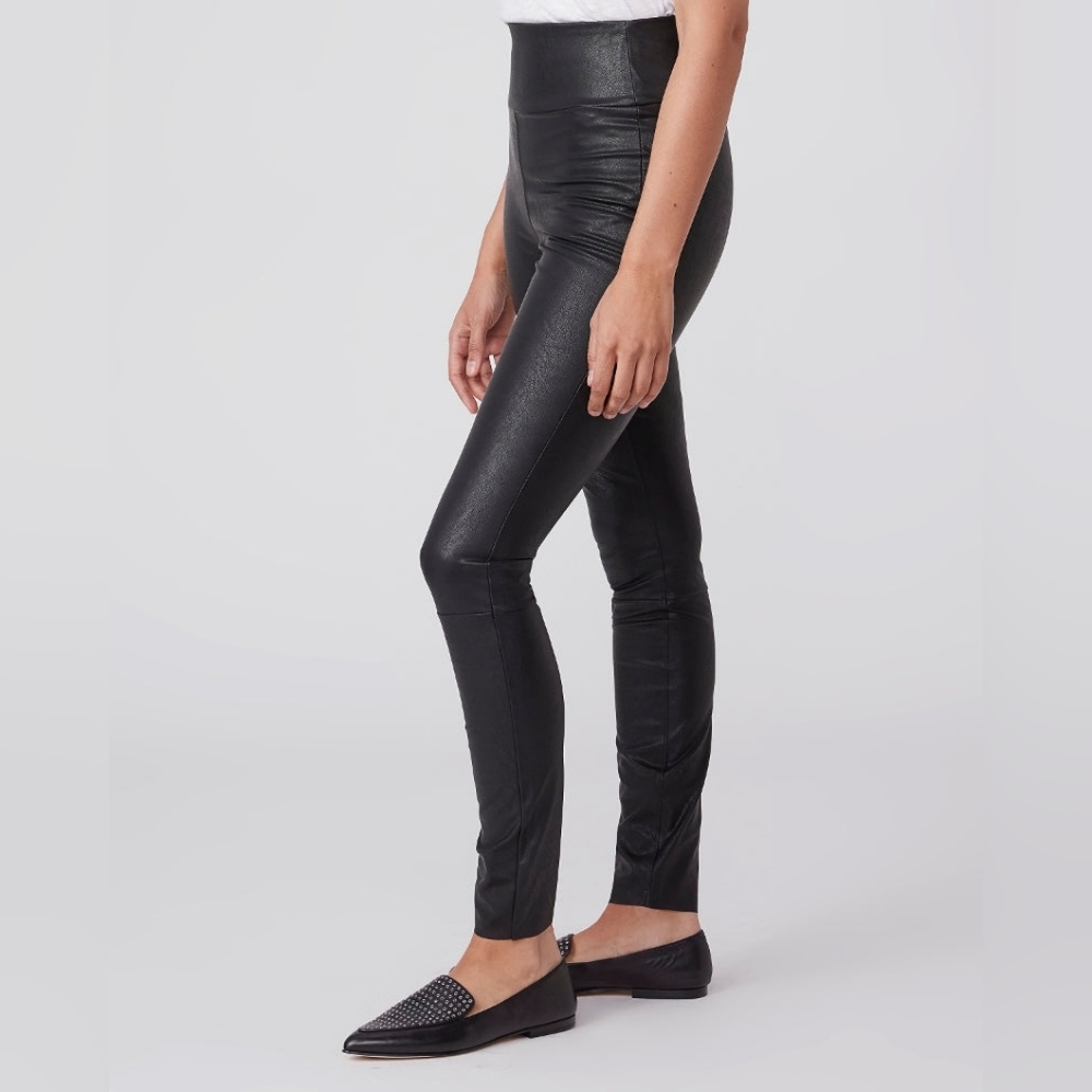 PAIGE Sheena Vegan Leather Legging in Black - Picture 3 of 8